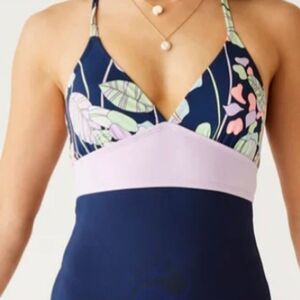Carve Desgn Blue and Pink One Piece Swim NWT